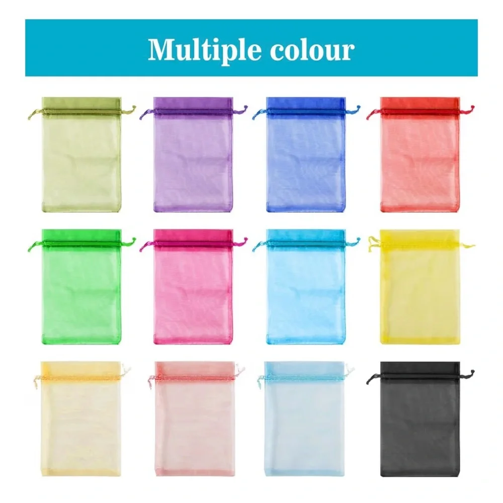 24 Organza Bags 4” x 6” Various Colors